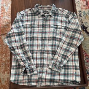 Quiksilver Flannel Button-Down- Green, Red, and White